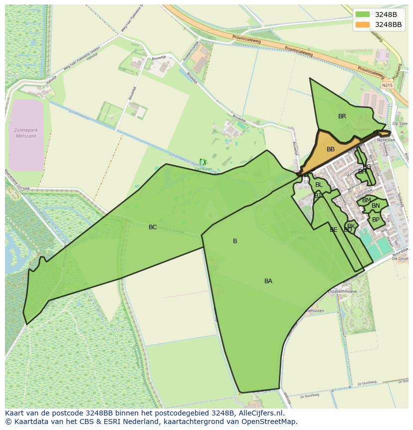 Afbeelding van het postcodegebied 3248 BB op de kaart.