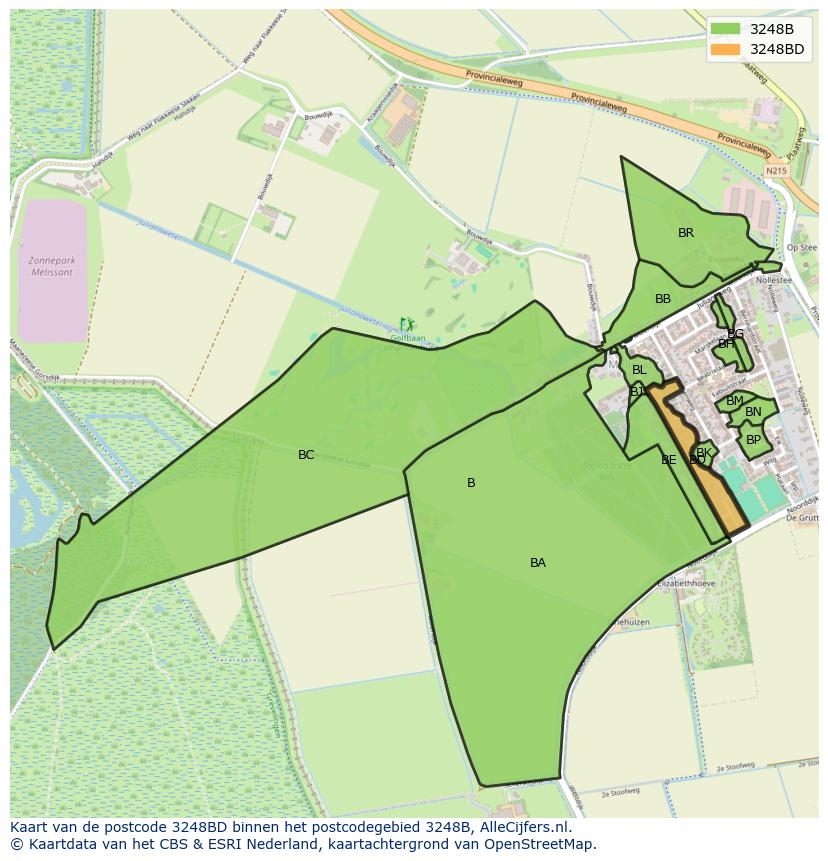 Afbeelding van het postcodegebied 3248 BD op de kaart.