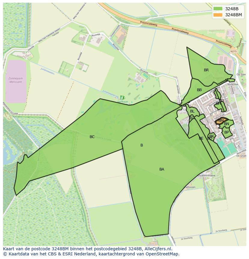 Afbeelding van het postcodegebied 3248 BM op de kaart.