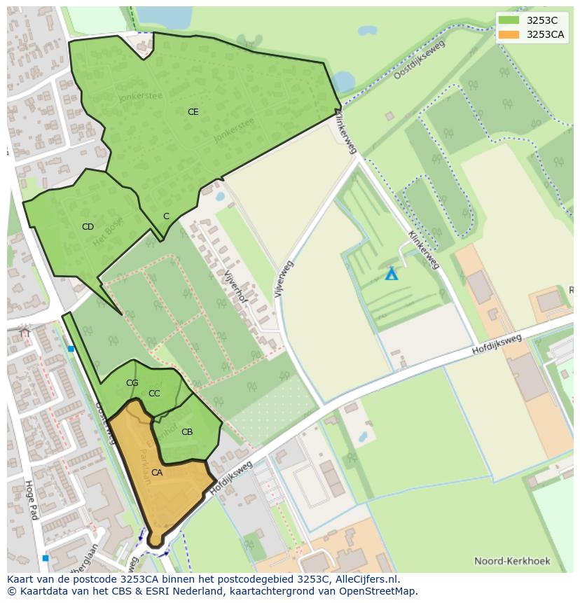 Afbeelding van het postcodegebied 3253 CA op de kaart.