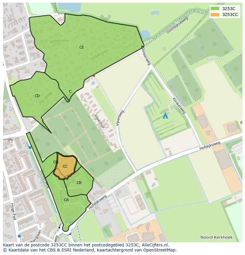 Afbeelding van het postcodegebied 3253 CC op de kaart.