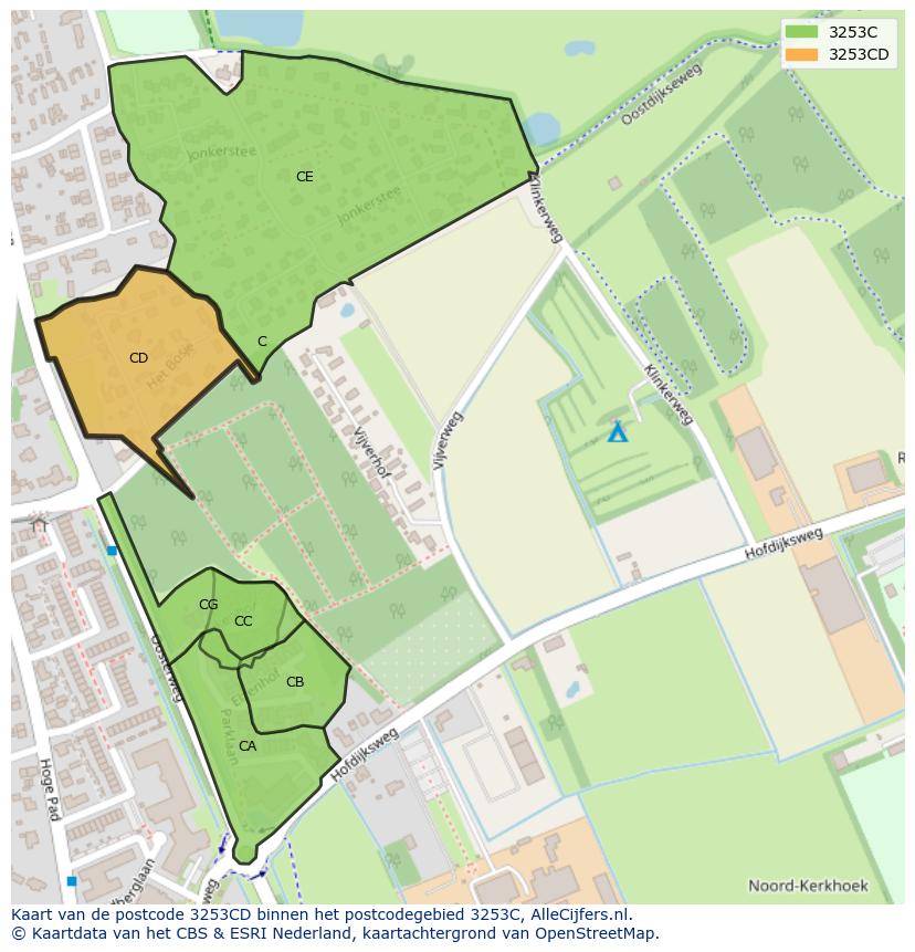 Afbeelding van het postcodegebied 3253 CD op de kaart.