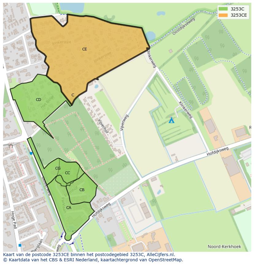 Afbeelding van het postcodegebied 3253 CE op de kaart.
