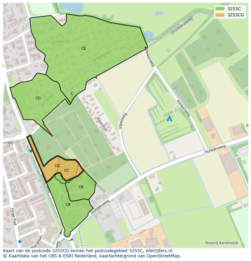 Afbeelding van het postcodegebied 3253 CG op de kaart.