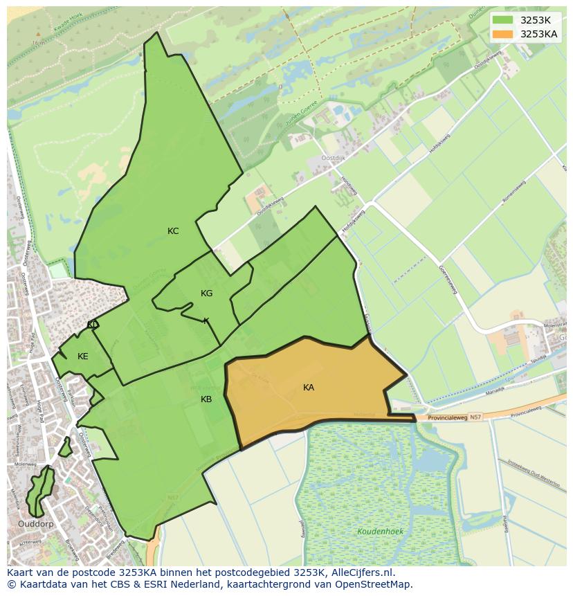 Afbeelding van het postcodegebied 3253 KA op de kaart.