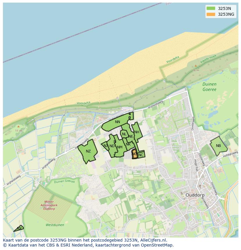 Afbeelding van het postcodegebied 3253 NG op de kaart.