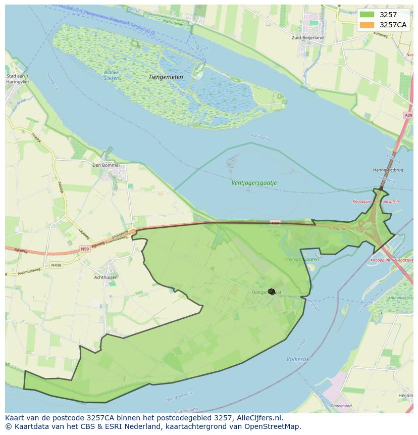 Afbeelding van het postcodegebied 3257 CA op de kaart.