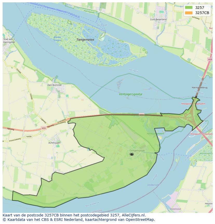Afbeelding van het postcodegebied 3257 CB op de kaart.