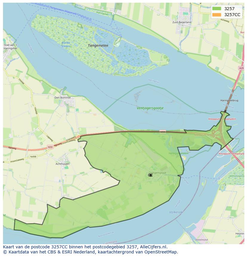 Afbeelding van het postcodegebied 3257 CC op de kaart.