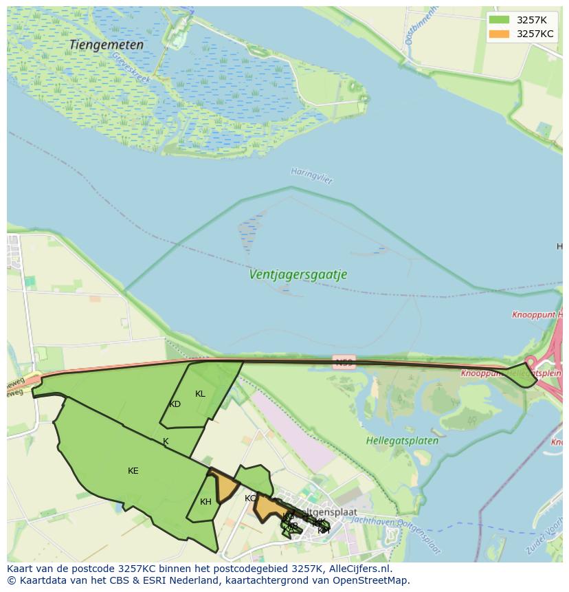 Afbeelding van het postcodegebied 3257 KC op de kaart.