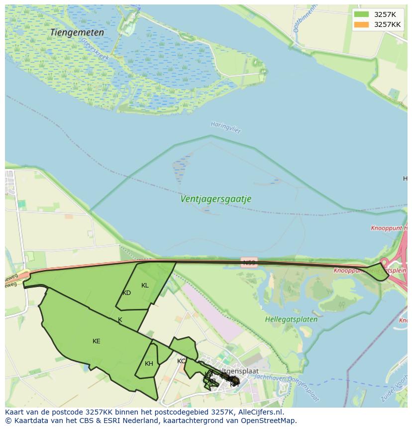 Afbeelding van het postcodegebied 3257 KK op de kaart.