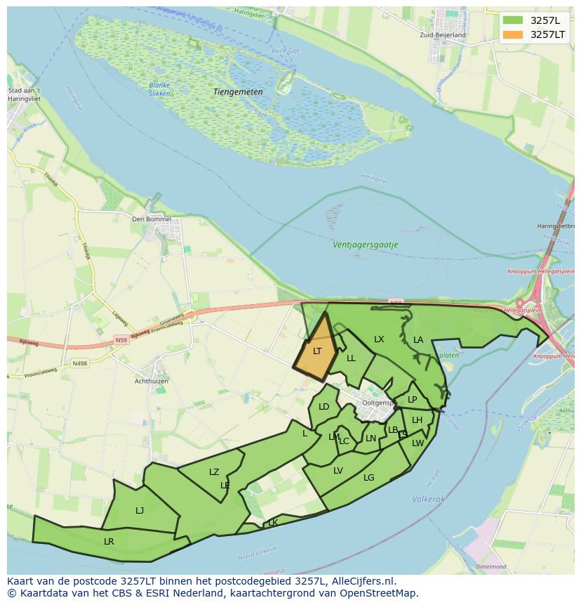 Afbeelding van het postcodegebied 3257 LT op de kaart.