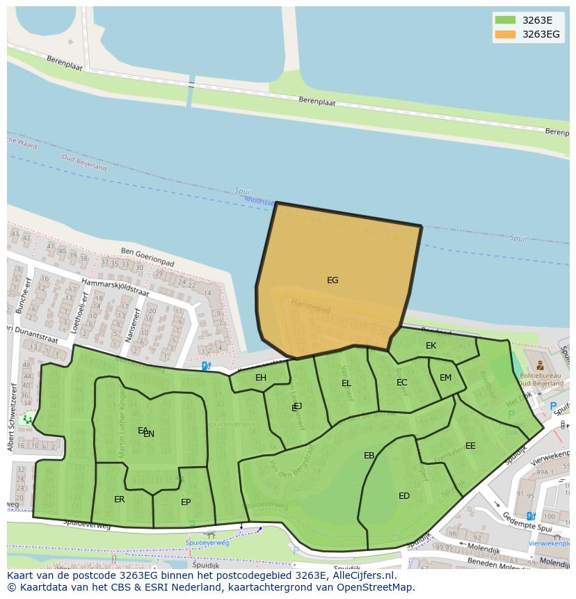 Afbeelding van het postcodegebied 3263 EG op de kaart.