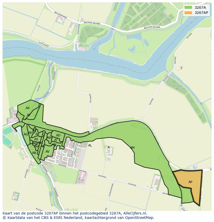 Afbeelding van het postcodegebied 3267 AP op de kaart.