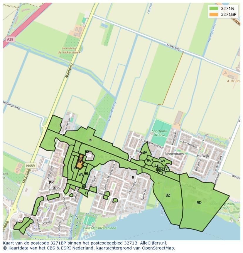 Afbeelding van het postcodegebied 3271 BP op de kaart.