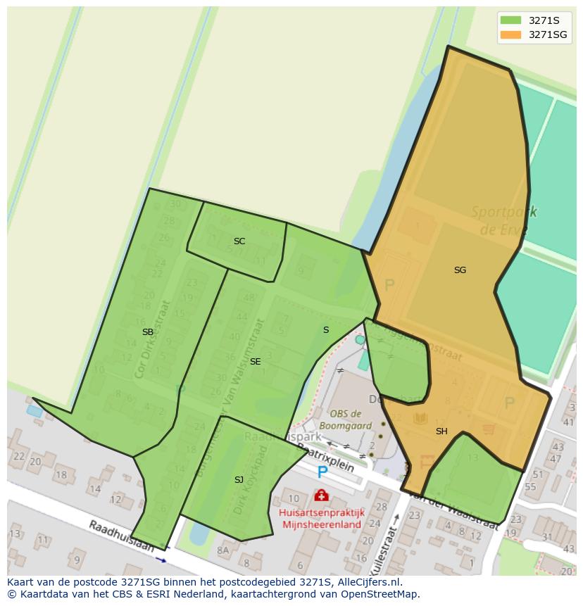 Afbeelding van het postcodegebied 3271 SG op de kaart.