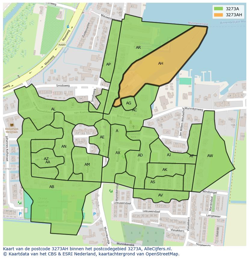 Afbeelding van het postcodegebied 3273 AH op de kaart.