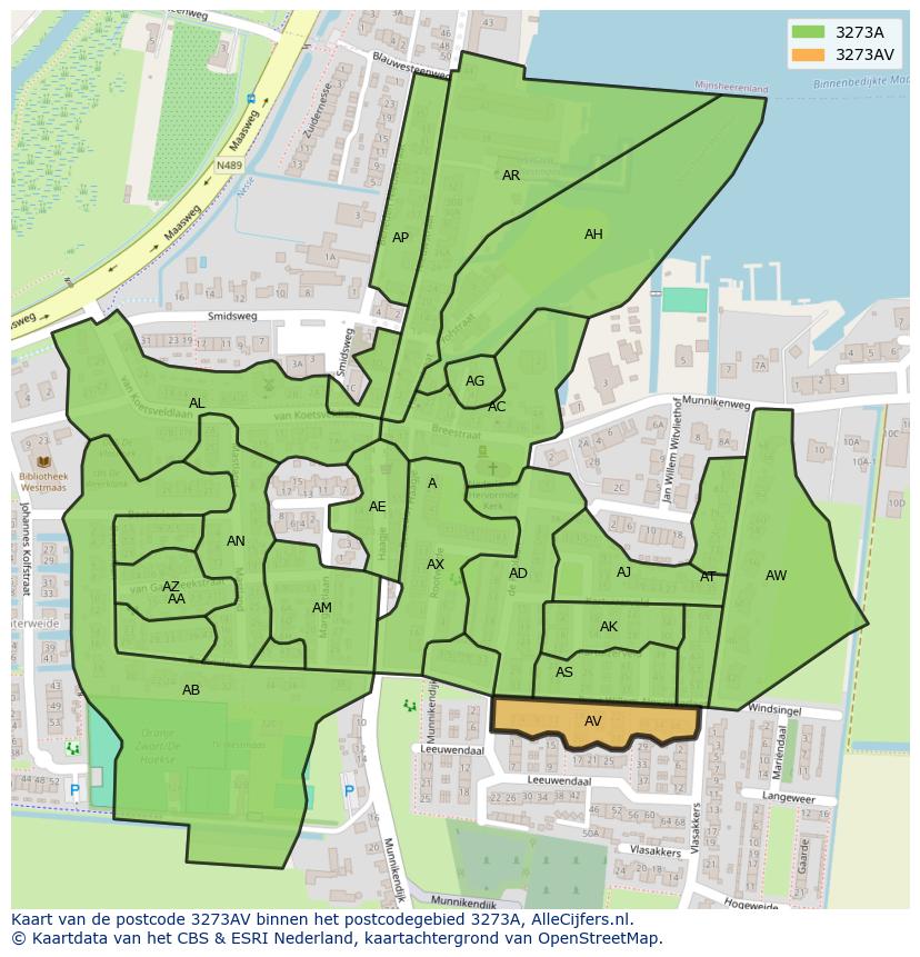 Afbeelding van het postcodegebied 3273 AV op de kaart.