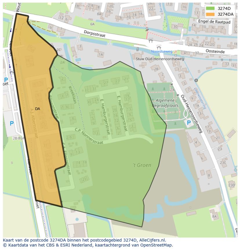 Afbeelding van het postcodegebied 3274 DA op de kaart.