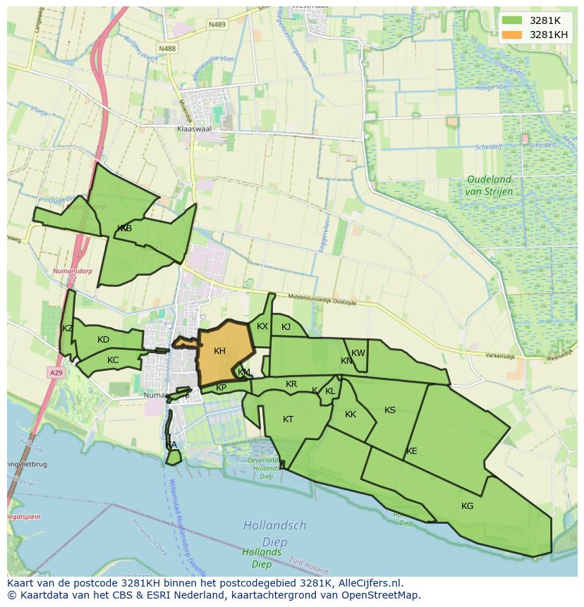 Afbeelding van het postcodegebied 3281 KH op de kaart.