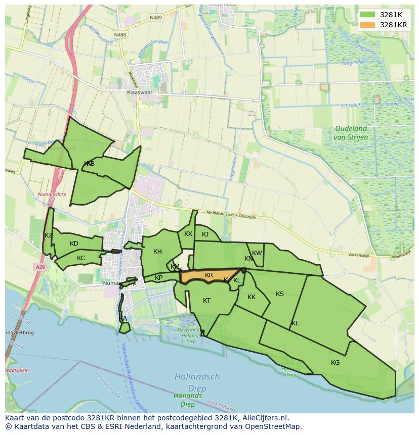 Afbeelding van het postcodegebied 3281 KR op de kaart.