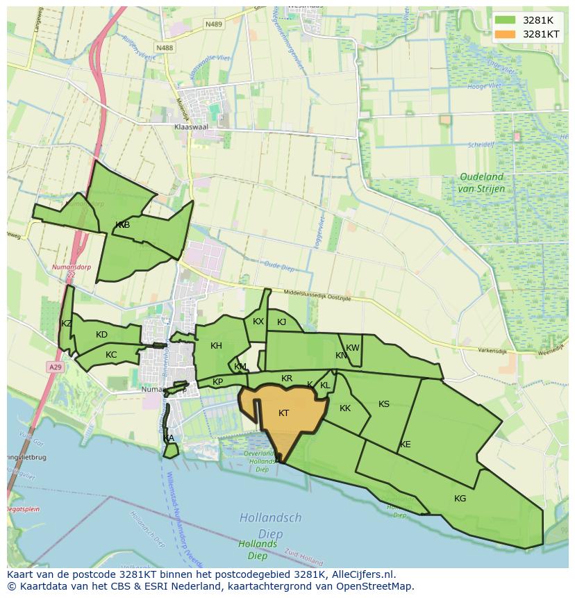 Afbeelding van het postcodegebied 3281 KT op de kaart.