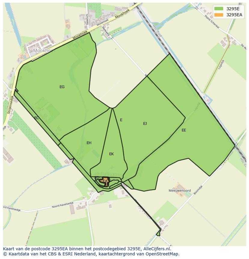 Afbeelding van het postcodegebied 3295 EA op de kaart.