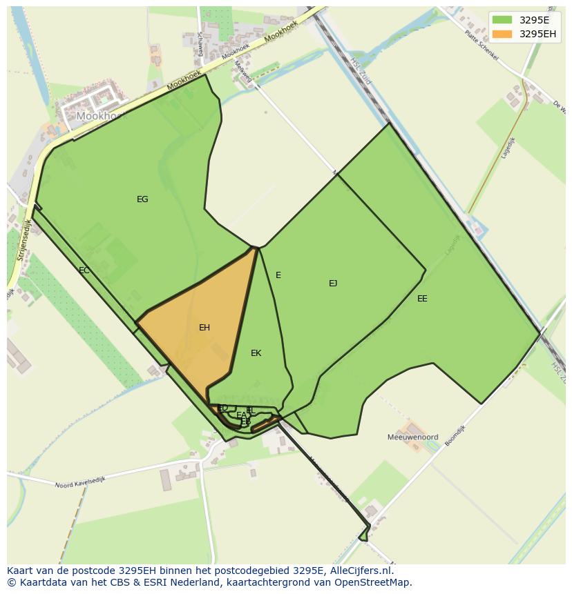 Afbeelding van het postcodegebied 3295 EH op de kaart.