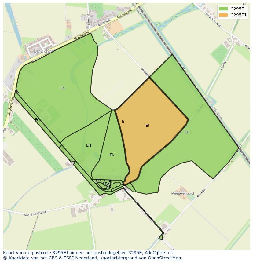 Afbeelding van het postcodegebied 3295 EJ op de kaart.