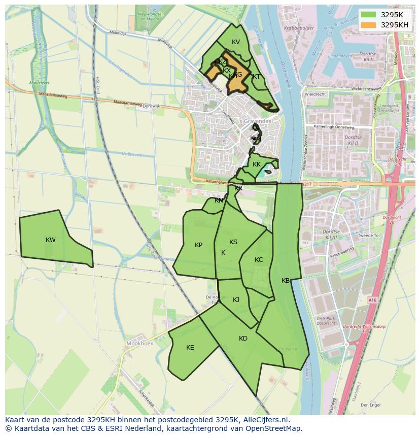 Afbeelding van het postcodegebied 3295 KH op de kaart.