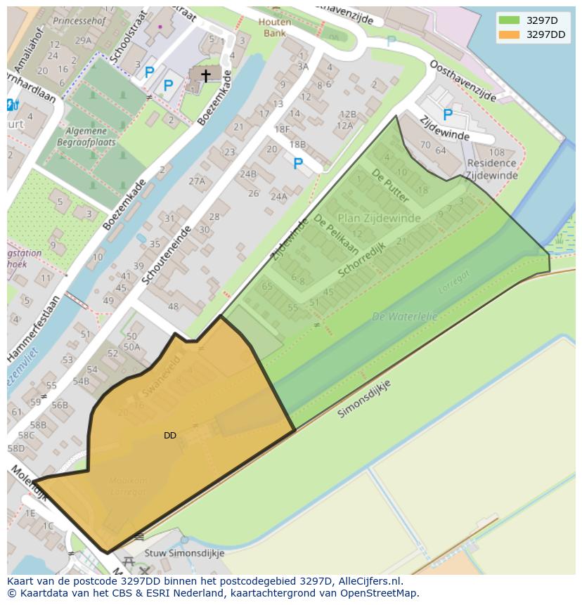 Afbeelding van het postcodegebied 3297 DD op de kaart.