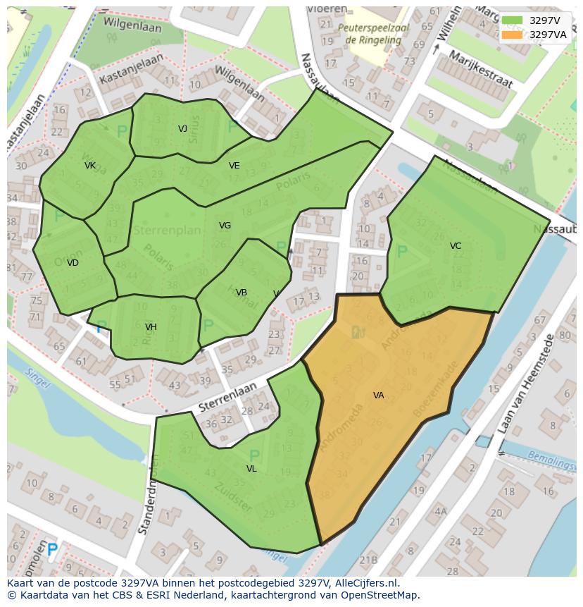 Afbeelding van het postcodegebied 3297 VA op de kaart.