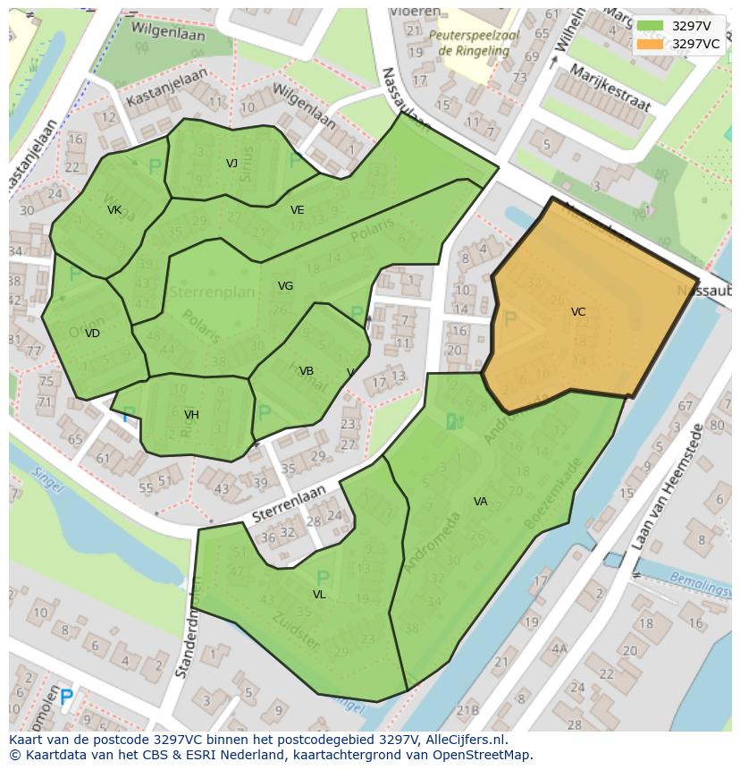 Afbeelding van het postcodegebied 3297 VC op de kaart.