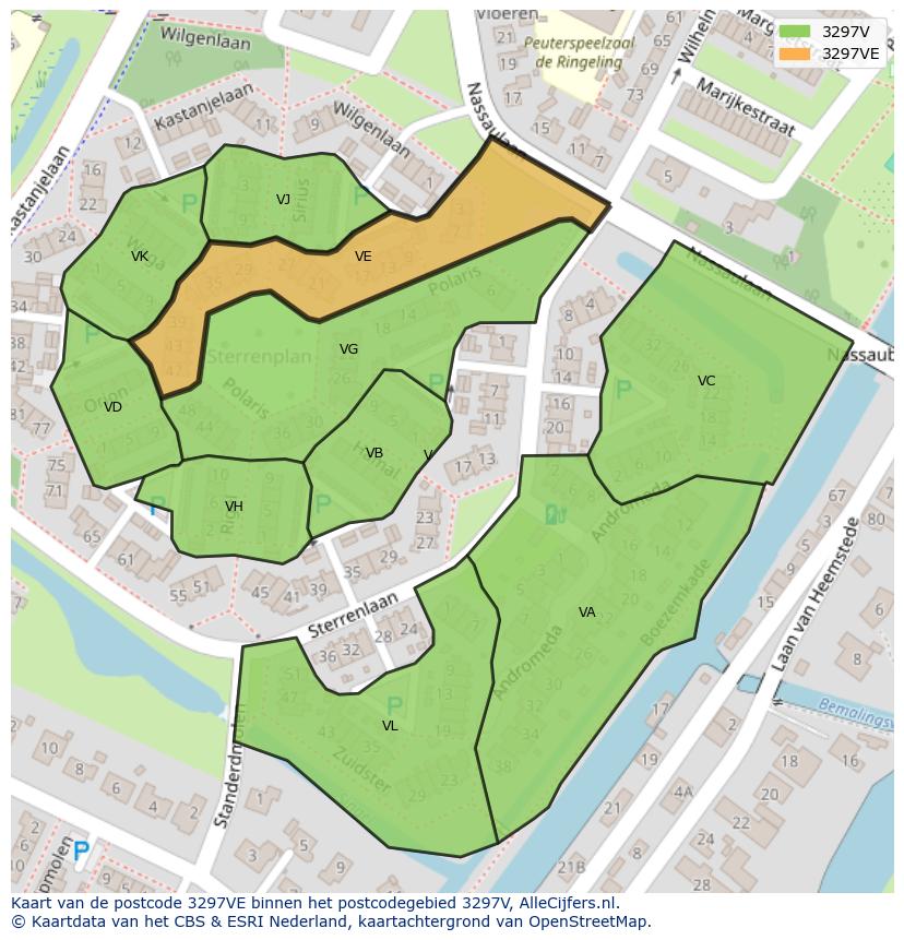 Afbeelding van het postcodegebied 3297 VE op de kaart.