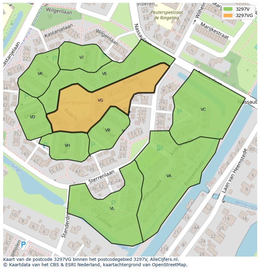 Afbeelding van het postcodegebied 3297 VG op de kaart.
