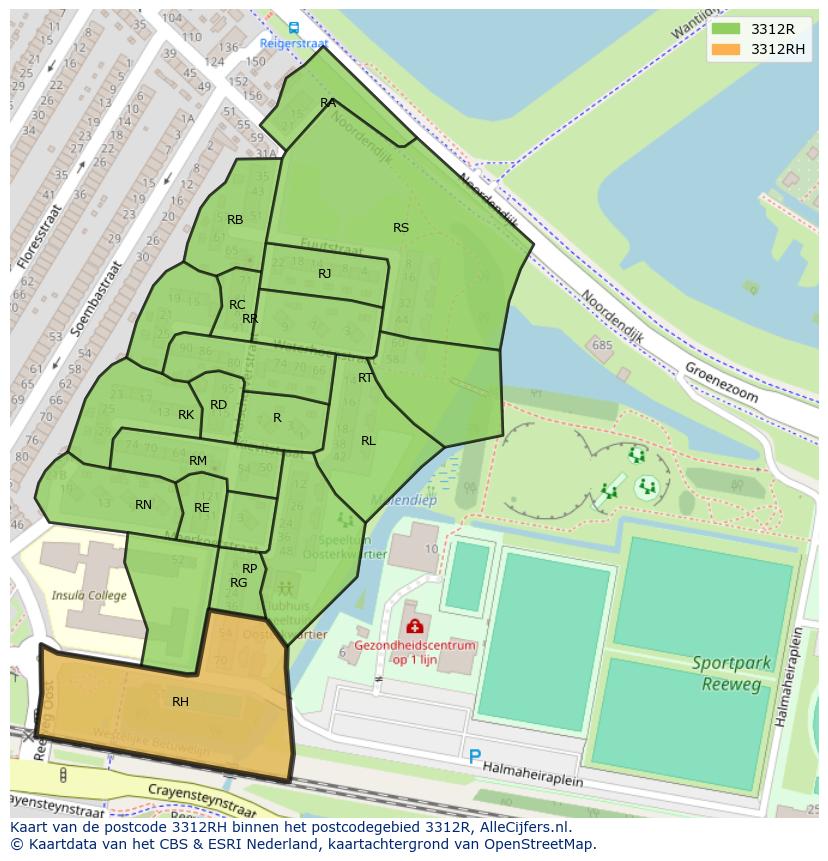 Afbeelding van het postcodegebied 3312 RH op de kaart.