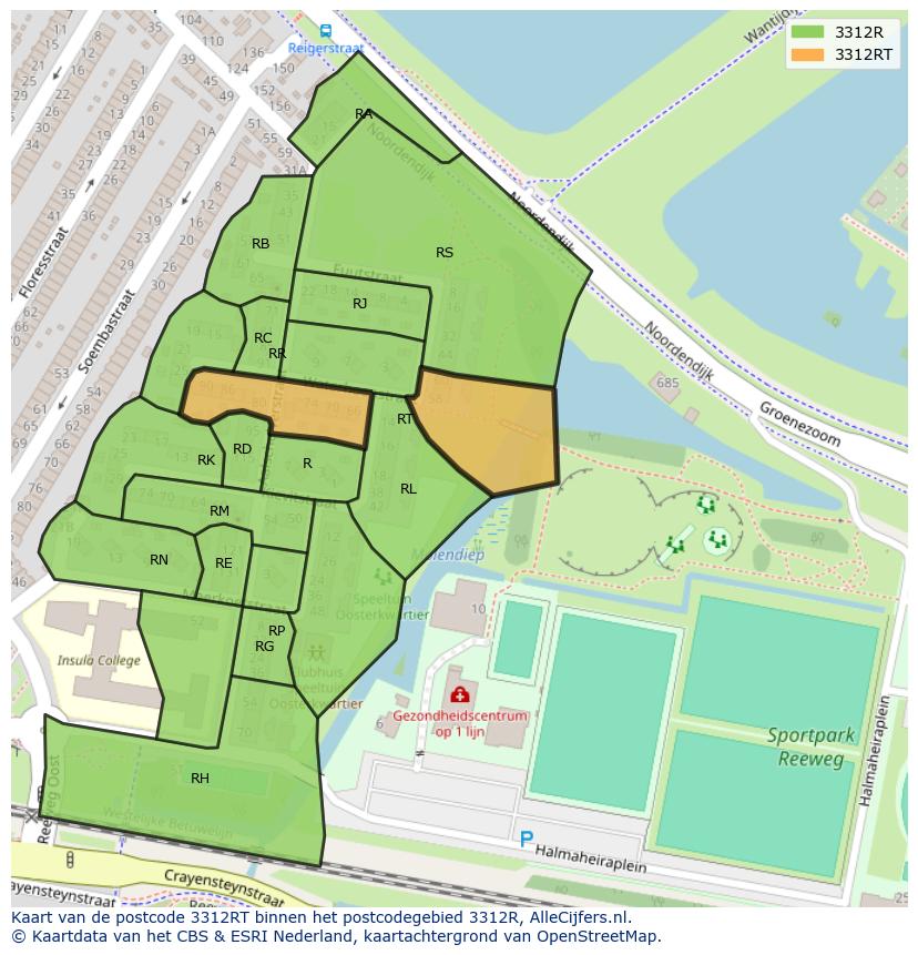 Afbeelding van het postcodegebied 3312 RT op de kaart.