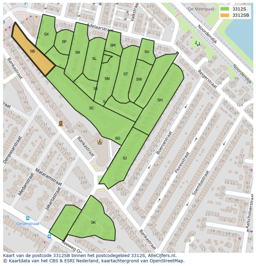 Afbeelding van het postcodegebied 3312 SB op de kaart.