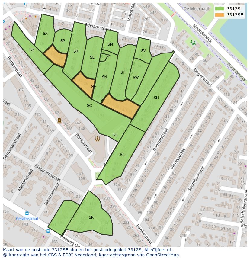 Afbeelding van het postcodegebied 3312 SE op de kaart.