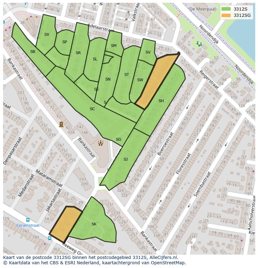 Afbeelding van het postcodegebied 3312 SG op de kaart.