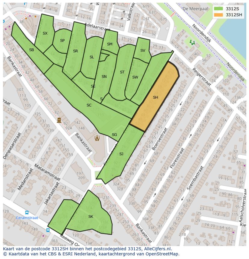 Afbeelding van het postcodegebied 3312 SH op de kaart.