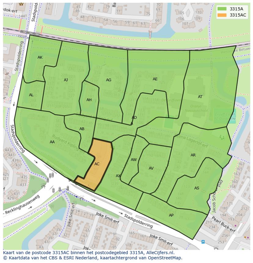 Afbeelding van het postcodegebied 3315 AC op de kaart.