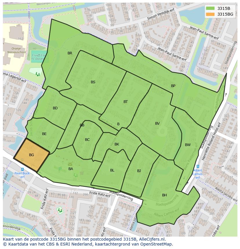 Afbeelding van het postcodegebied 3315 BG op de kaart.