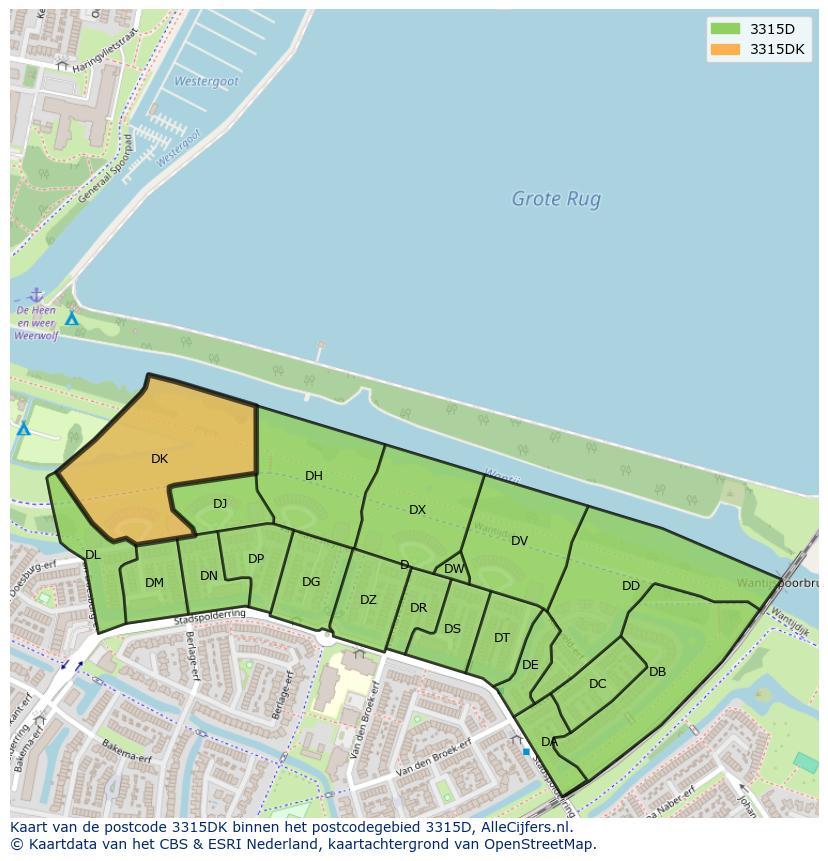Afbeelding van het postcodegebied 3315 DK op de kaart.