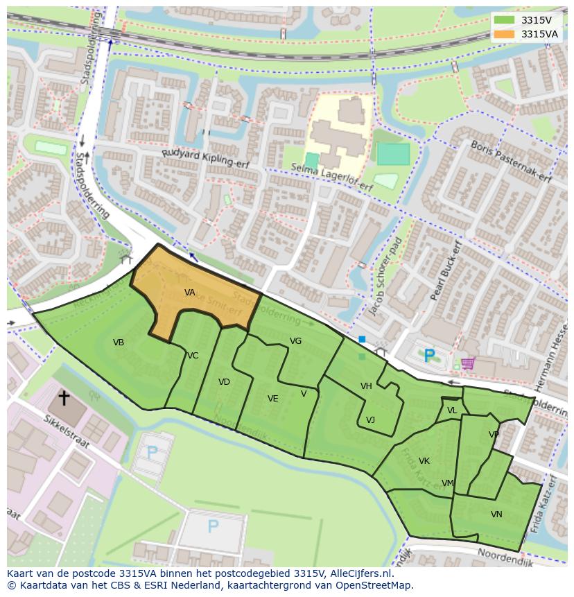 Afbeelding van het postcodegebied 3315 VA op de kaart.