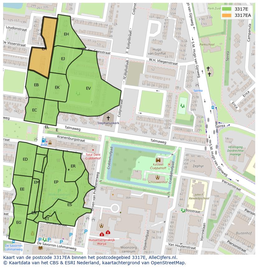 Afbeelding van het postcodegebied 3317 EA op de kaart.