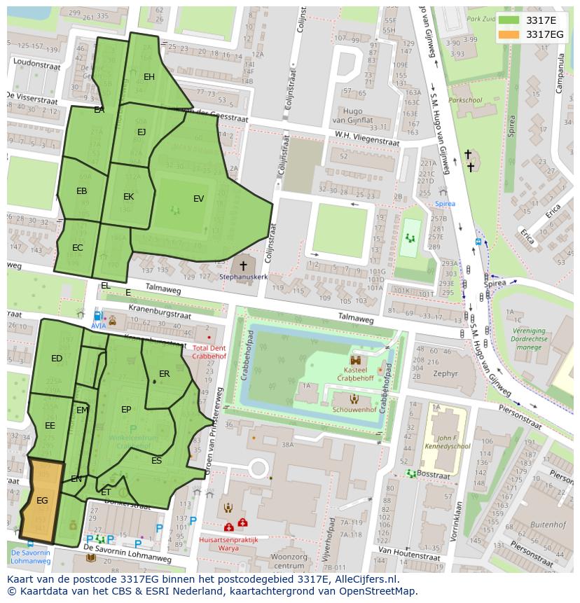 Afbeelding van het postcodegebied 3317 EG op de kaart.