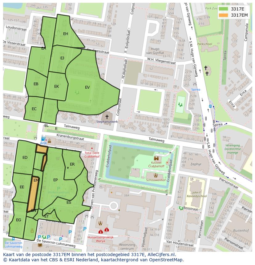 Afbeelding van het postcodegebied 3317 EM op de kaart.