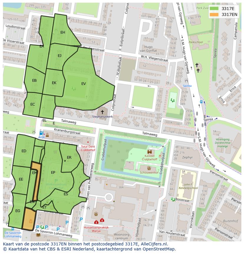 Afbeelding van het postcodegebied 3317 EN op de kaart.