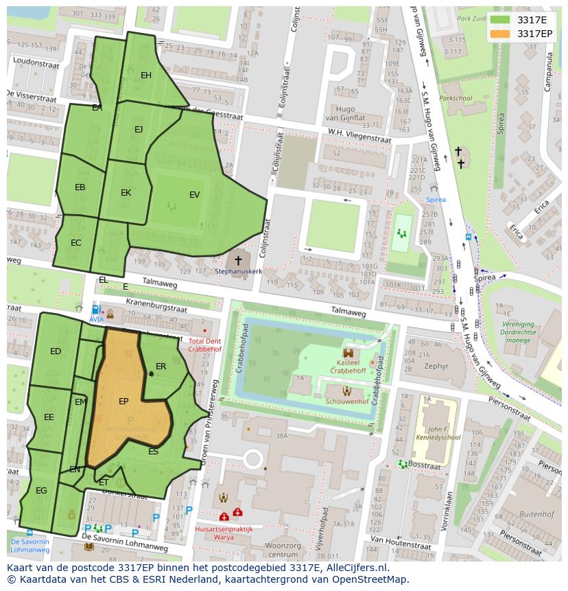 Afbeelding van het postcodegebied 3317 EP op de kaart.